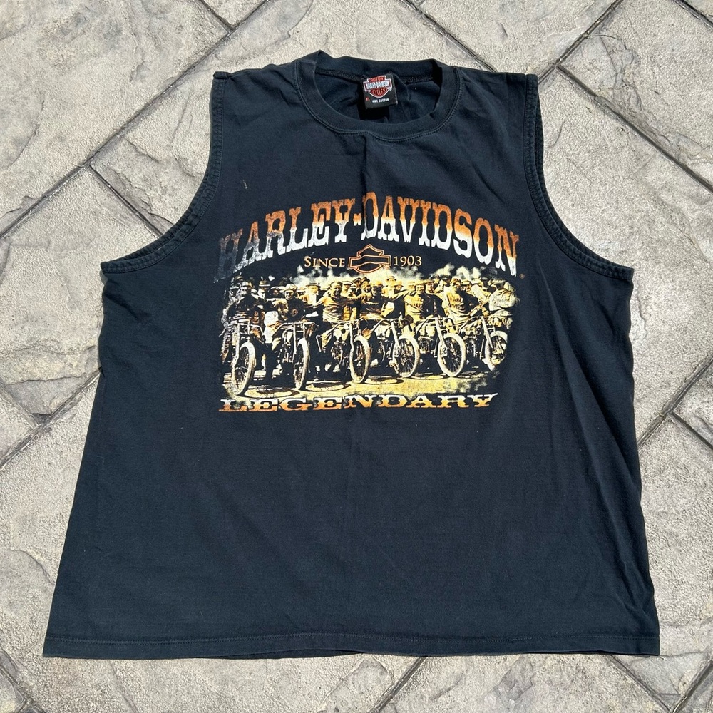 Vintage y2k Harley Davidson St Croix Virgin Islands Black Sleeveless Tank Top XL